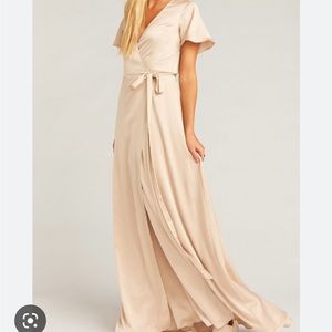 NWT Show Me Your Mumu Noelle Flutter Champagne Satin XXs